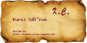 Kurtz Círus névjegykártya